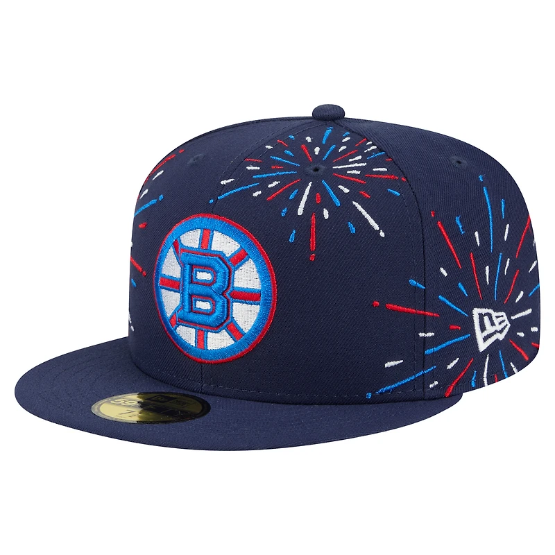 Casquette ajustée 59FIFTY Americana Fireworks des Bruins de Boston New Era pour homme, bleu marine