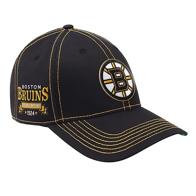Men's Starter  Black Boston Bruins Sphere II Curved Starfit Adjustable Hat