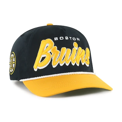 Casquette ajustable Dropshadow Rope Hitch noire/dorée des Bruins de Boston 1947 pour homme