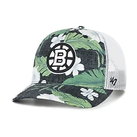 Casquette trucker ajustable Boston Bruins Beach Side noire et blanche n° 47 pour homme