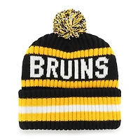 Bonnet en tricot à revers Bering noir des Bruins de Boston 47 pour homme avec pompon