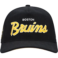 Casquette ajustable en velours côtelé Crosstown Hitch noire des Bruins de Boston pour homme '47