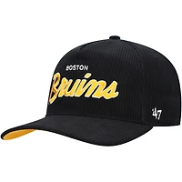 Casquette ajustable en velours côtelé Crosstown Hitch noire des Bruins de Boston pour homme '47
