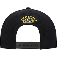 Casquette ajustable en velours côtelé Crosstown Hitch noire des Bruins de Boston pour homme '47