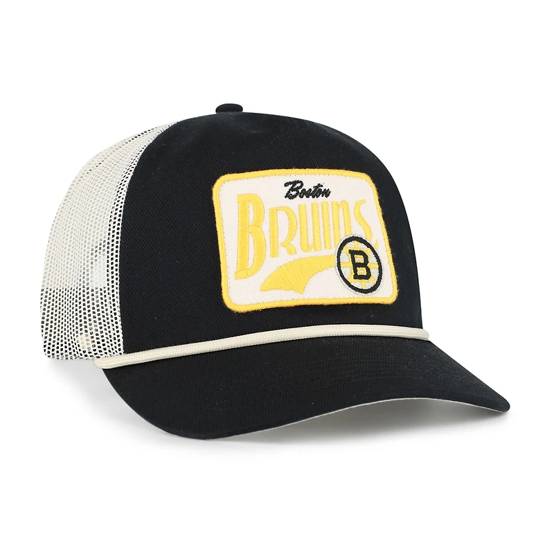 Men's '47 Black Boston Bruins Emmett Heavy Twill Trucker Hitch Rope Adjustable Hat