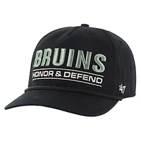 Casquette ajustable Hitch noire '47 Boston Bruins OHT pour homme, appréciation militaire, honneur et défense de la patrie