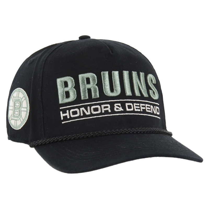 Casquette ajustable Hitch noire '47 Boston Bruins OHT pour homme, appréciation militaire, honneur et défense de la patrie