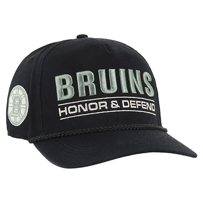 Casquette ajustable Hitch noire '47 Boston Bruins OHT pour homme, appréciation militaire, honneur et défense de la patrie