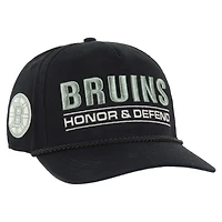 Casquette ajustable Hitch noire '47 Boston Bruins OHT pour homme, appréciation militaire, honneur et défense de la patrie