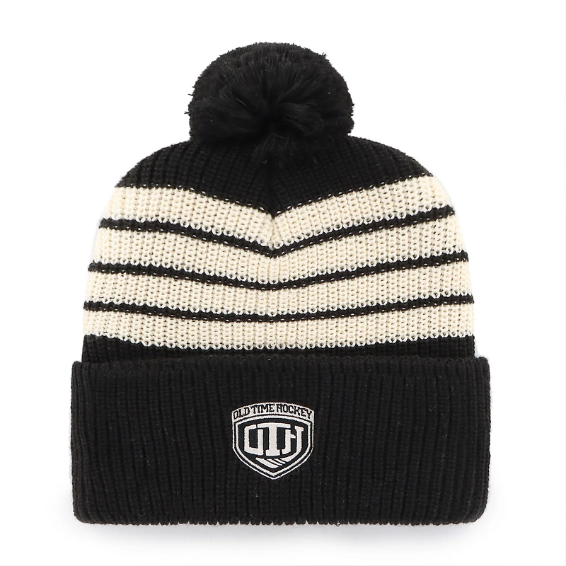 Bonnet tricoté à revers avec pompon Boston Bruins Old Time Hockey Barn '47 noir pour homme