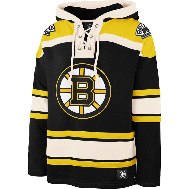 Men's '47  Black Boston Bruins Superior Lacer Hoodie