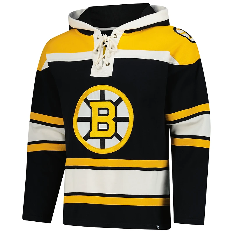Men's '47  Black Boston Bruins Superior Lacer Hoodie