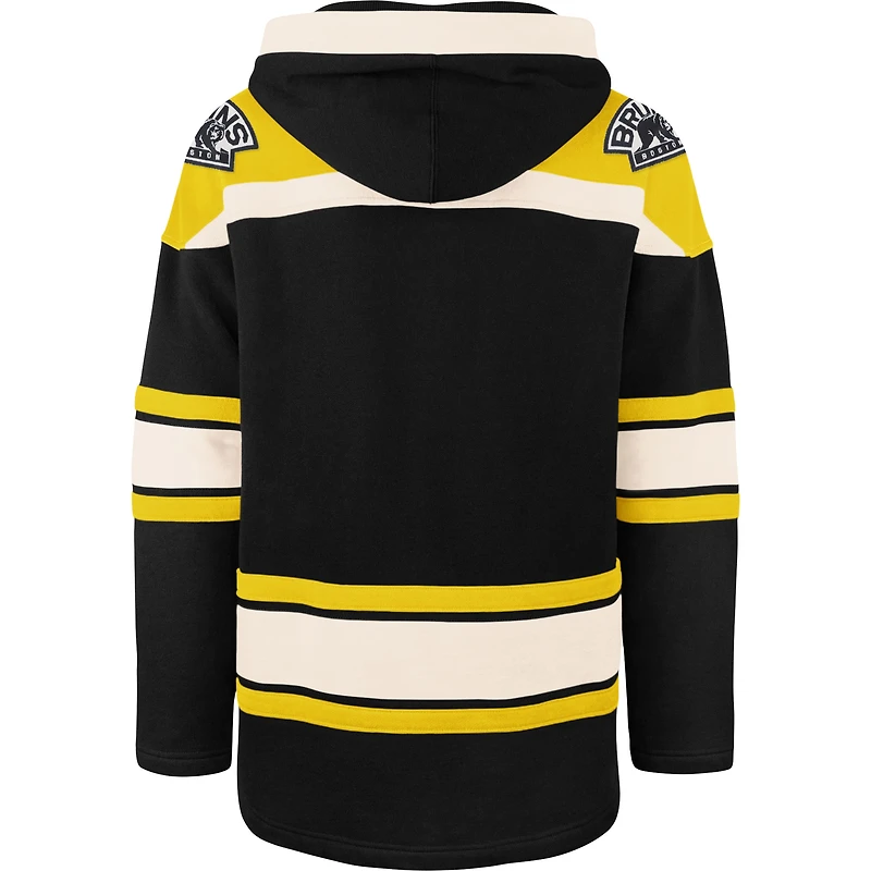 Men's '47 Black Boston Bruins Superior Lacer Pullover Hoodie