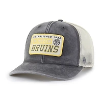 Men's '47 Charcoal Boston Bruins Canteen Pigment Dyed Patch Trucker Adjustable Hat