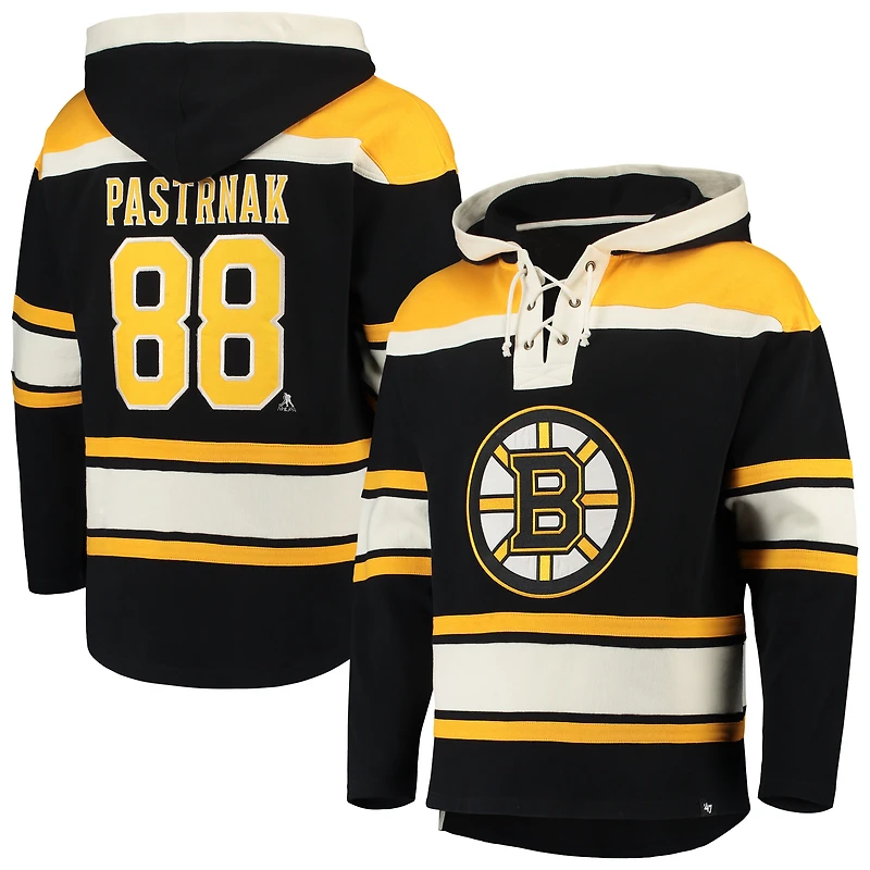 Sweat à capuche lacets noir pour homme, modèle 47 David Pastrnak, joueur des Bruins de Boston