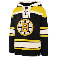 Men's '47 David Pastrnak Gray Boston Bruins Player Name & Number Lacer Hoodie