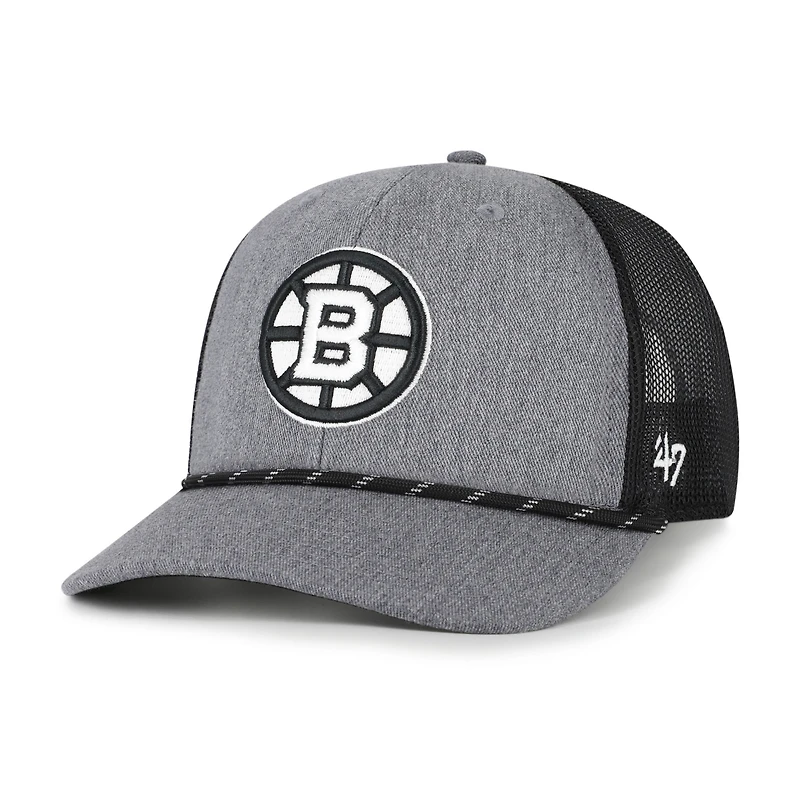 Men's '47 Gray Boston Bruins Carbon Rope Trucker Adjustable Hat