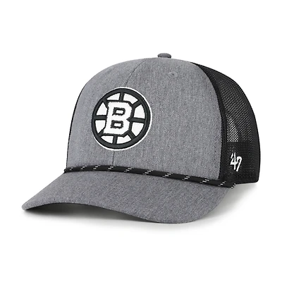 Men's '47  Gray Boston Bruins Carbon Rope Trucker Adjustable Hat