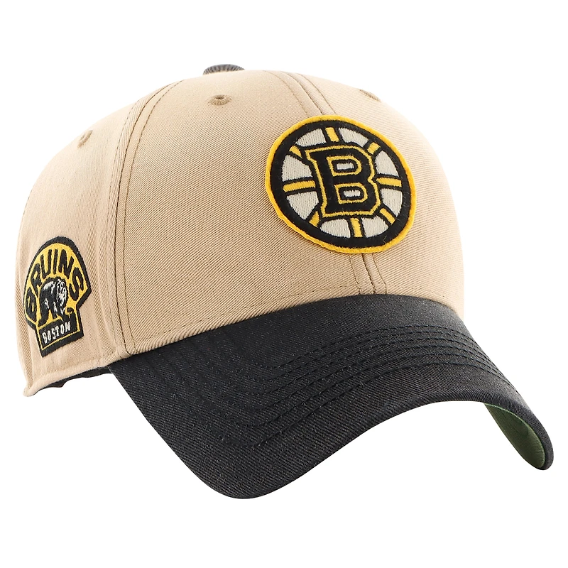 Men's '47 Khaki/Black Boston Bruins Dusted Sedgwick MVP Adjustable Hat