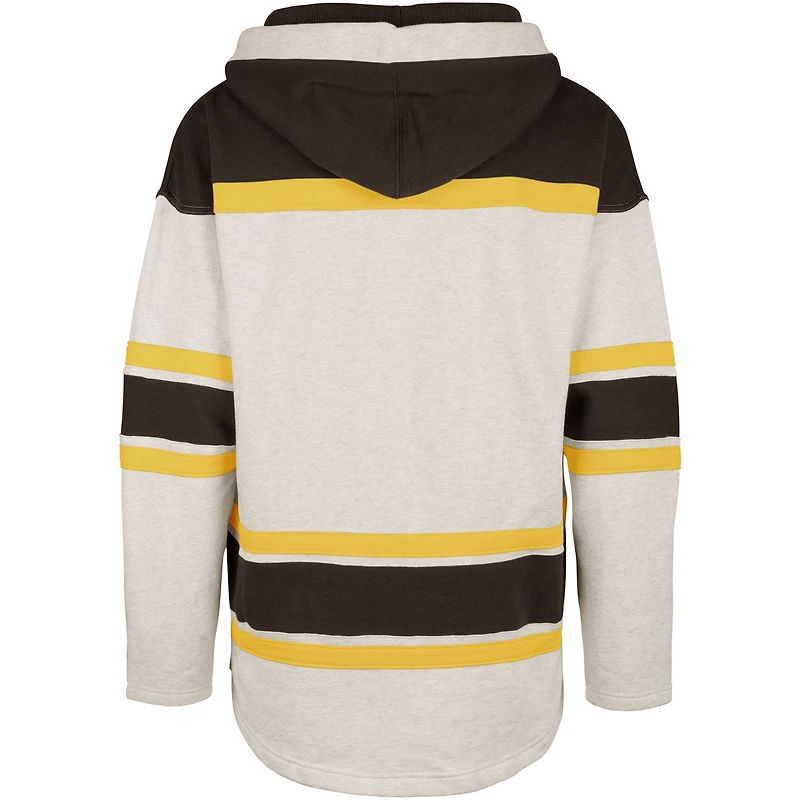 Men's '47  Oatmeal Boston Bruins Rockaway Lacer Pullover Hoodie