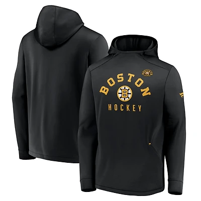 Men's Black Boston Bruins Centennial Lockup Authentic Pro Pullover Hoodie