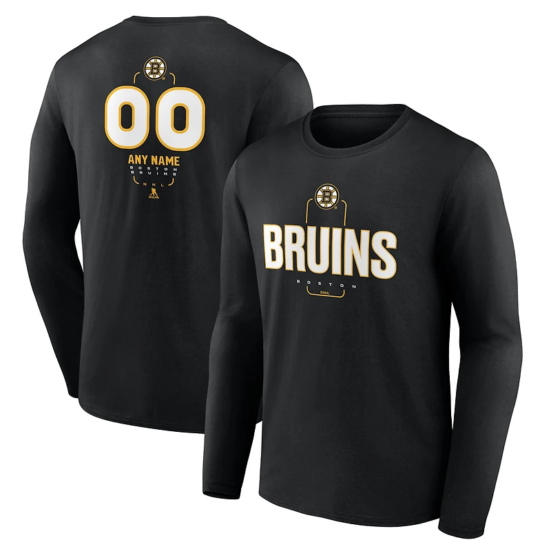 T-shirt à manches longues noir personnalisé pour homme, motif milieu de terrain des Bruins Boston
