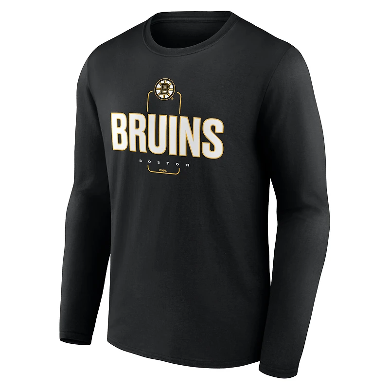 Men's Black Boston Bruins Custom Midfielder Long Sleeve T-Shirt