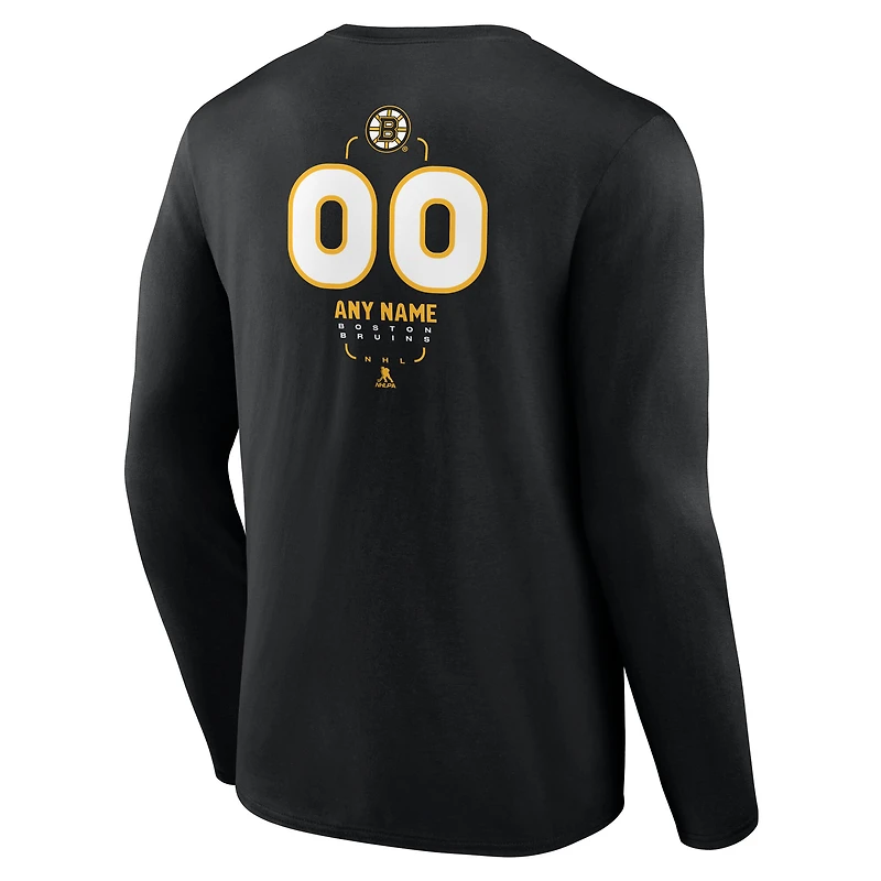 Men's Black Boston Bruins Custom Midfielder Long Sleeve T-Shirt