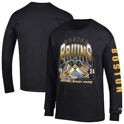 Men's Champion  Black Boston Bruins Long Sleeve Jersey T-Shirt