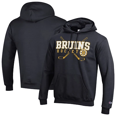 Sweat à capuche en polaire Powerblend noir Champion pour homme des Bruins de Boston
