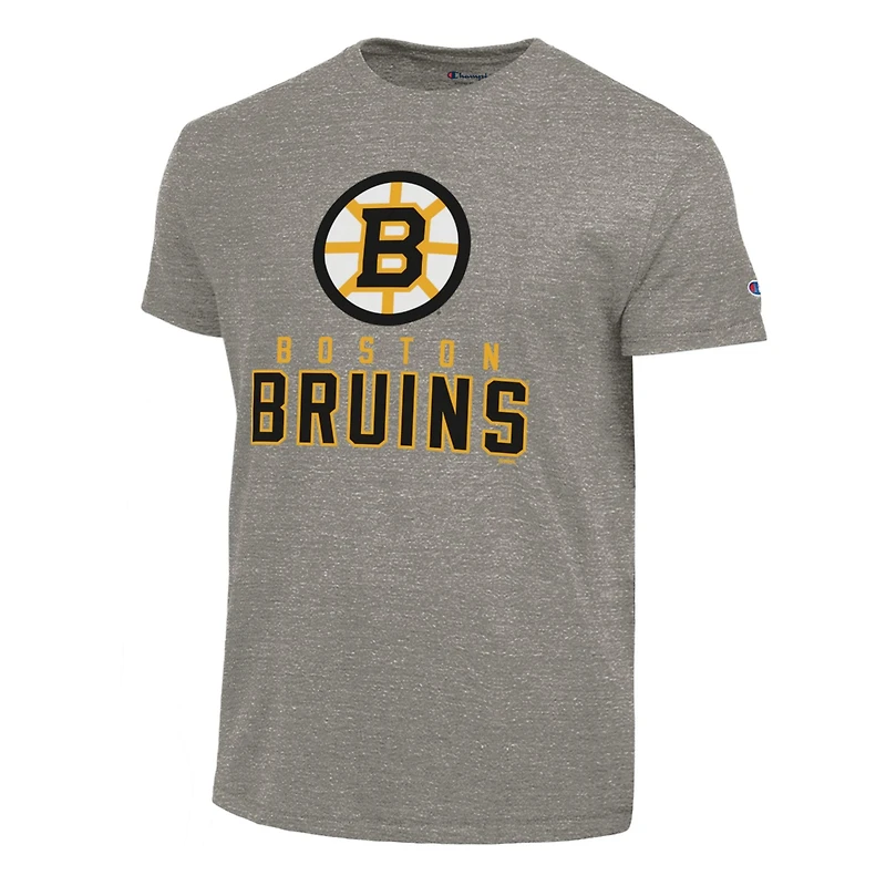T-shirt gris Champion Tri-Blend pour homme des Bruins de Boston