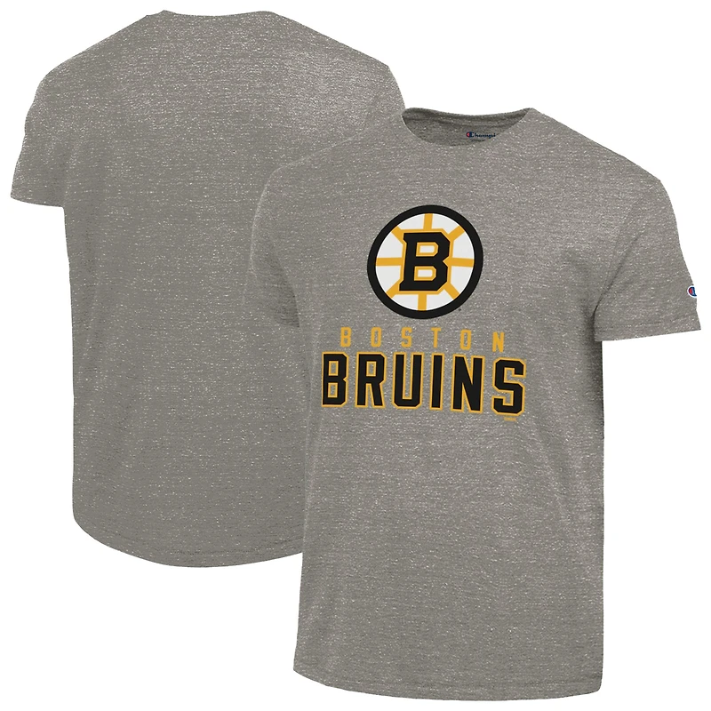 T-shirt gris Champion Tri-Blend pour homme des Bruins de Boston