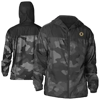 Coupe-vent à capuche zippé Columbia pour homme, motif camouflage Boston Bruins Flash Challenger Omni-Shade, noir