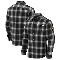 Men's Darius Rucker Collection by Fanatics Black Boston Bruins Flannel Plaid Full-Snap Shirt