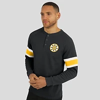Men's Darius Rucker Collection by Fanatics Black Boston Bruins Waffle-Knit Raglan Long Sleeve Henley T-Shirt