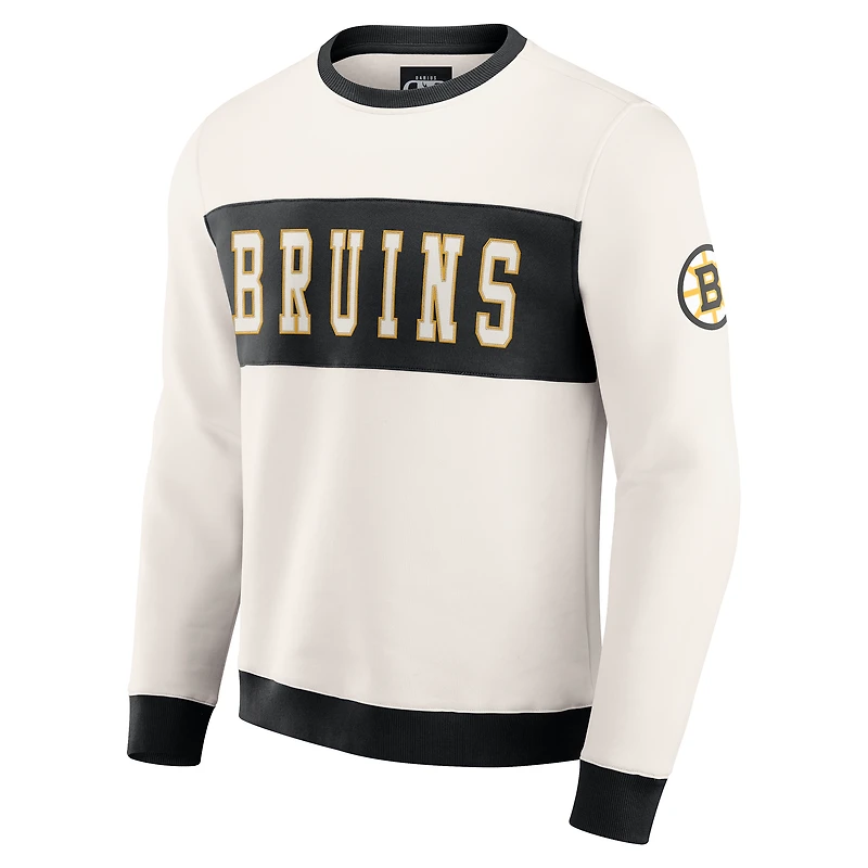 Men's Darius Rucker Collection by Fanatics  Cream Boston Bruins Colorblock Pullover Sweatshirt