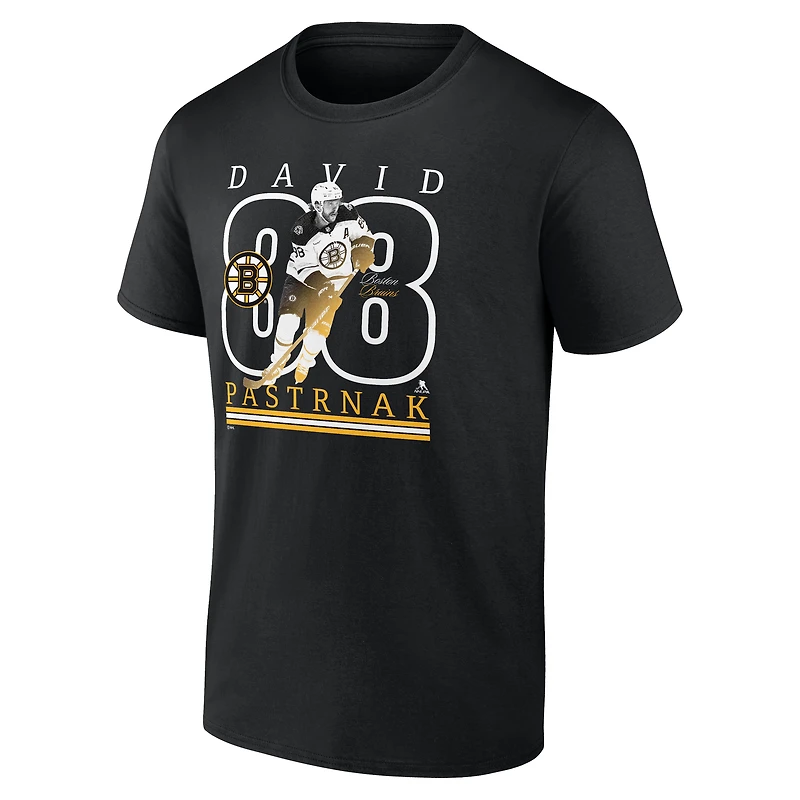 T-shirt noir David Pastrnak pour homme, joueur des Bruins de Boston
