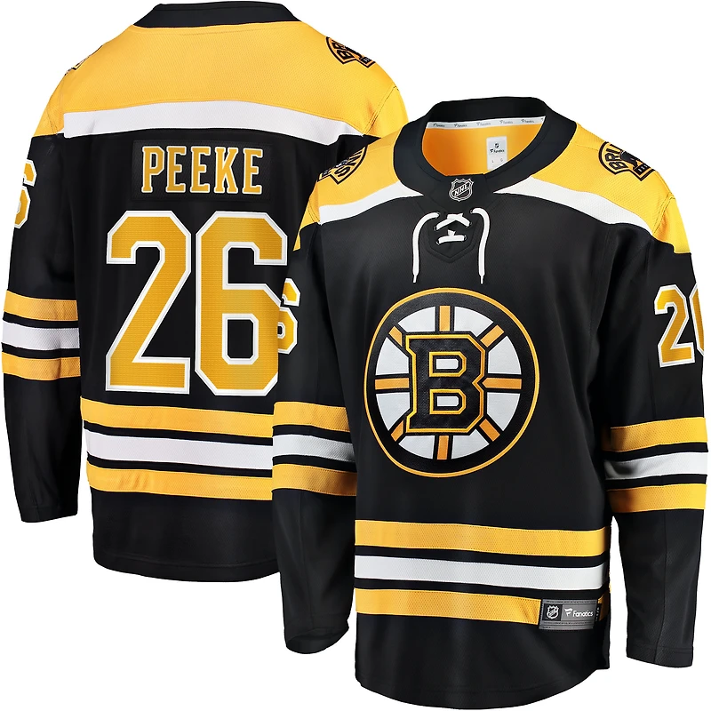 Maillot noir Andrew Peeke des Bruins de Boston à domicile pour hommes Fanatics