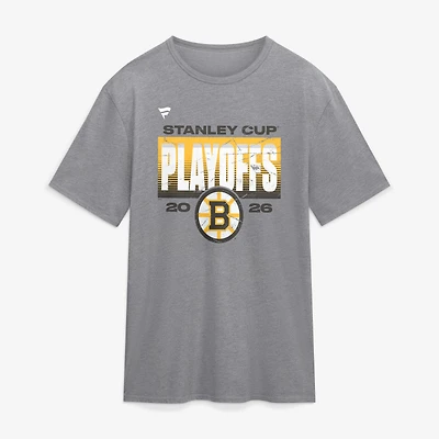Men's Fanatics Athletic Heather Gray Boston Bruins 2026 Stanley Cup Playoffs Vintage Tri-Blend T-Shirt