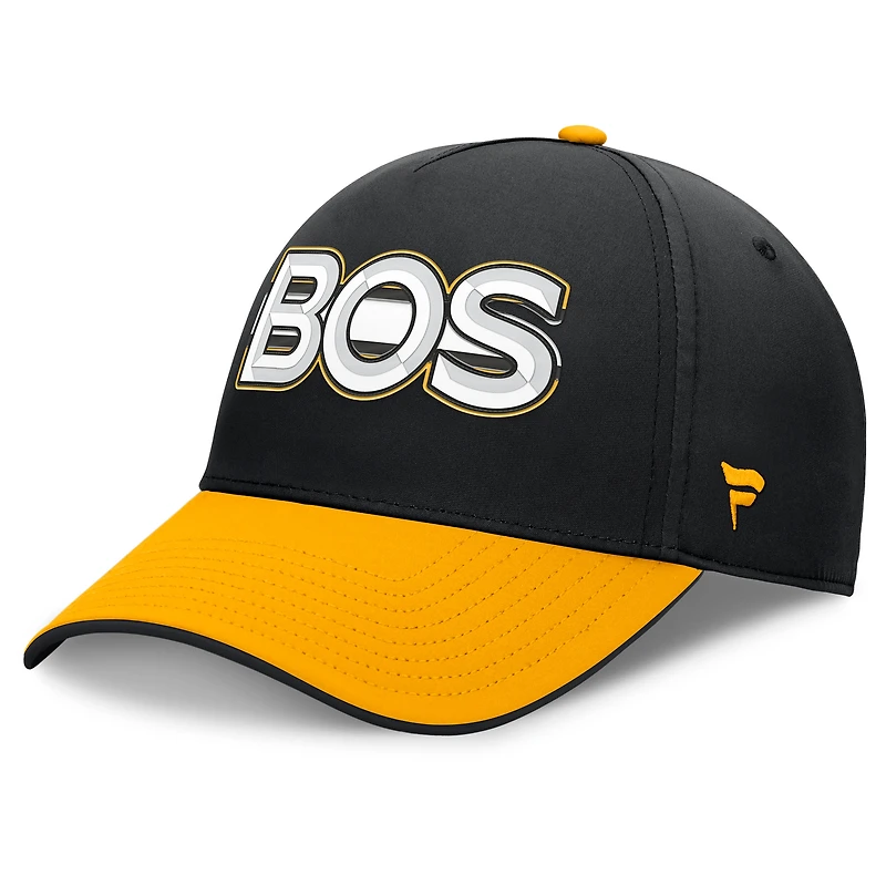Casquette Fanatics noire/dorée pour homme, authentique, Pro Rink Team Code Flex des Bruins de Boston