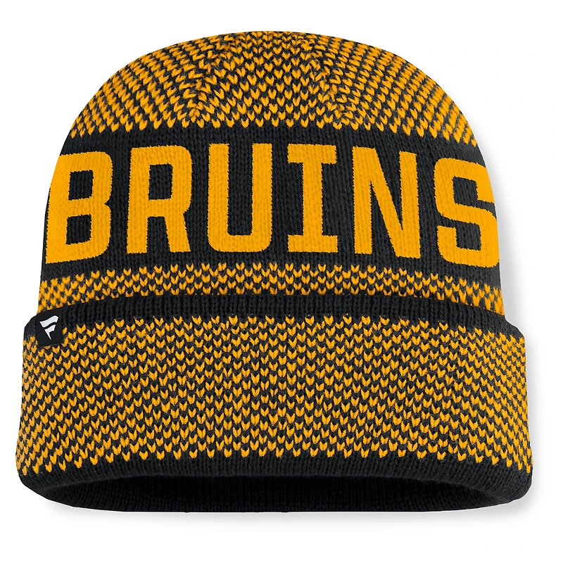 Men's Fanatics Black/Gold Boston Bruins Fundamentals Shelter Cuffed Knit Hat