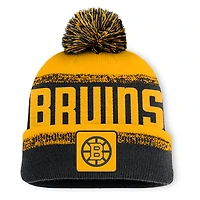 Bonnet en tricot à revers Fanatics noir/or pour homme des Boston Bruins Fundamentals Thrive avec pompon
