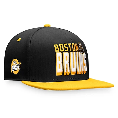 Men's Fanatics Black/Gold Boston Bruins Heritage Retro Two-Tone Snapback Hat