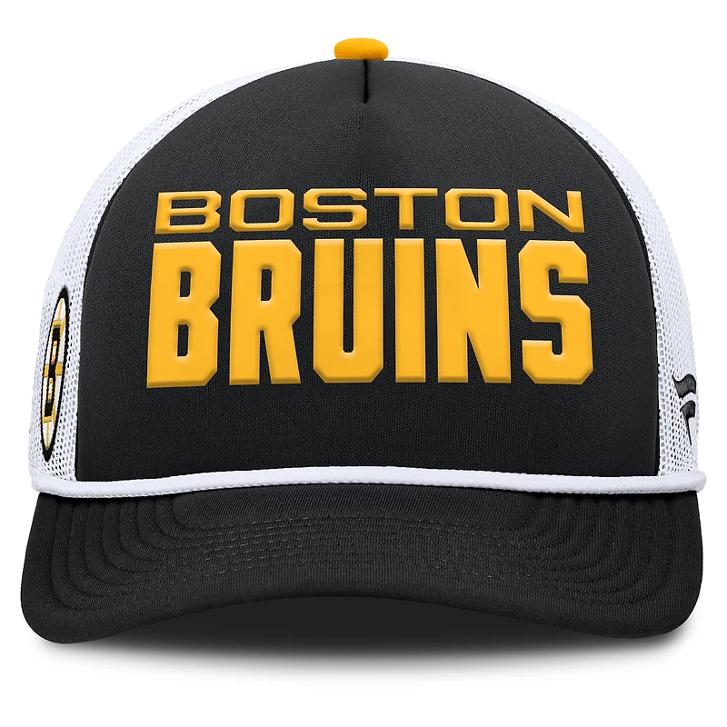 Men's Fanatics Black/White Boston Bruins Authentic Pro Rink A-Frame Adjustable Hat