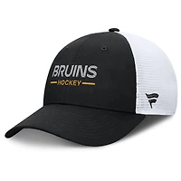Men's Fanatics Black/White Boston Bruins Authentic Pro Rink Lockup Adjustable Trucker Hat