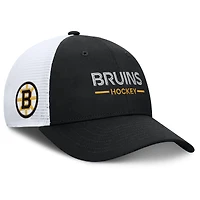 Men's Fanatics Black/White Boston Bruins Authentic Pro Rink Lockup Adjustable Trucker Hat