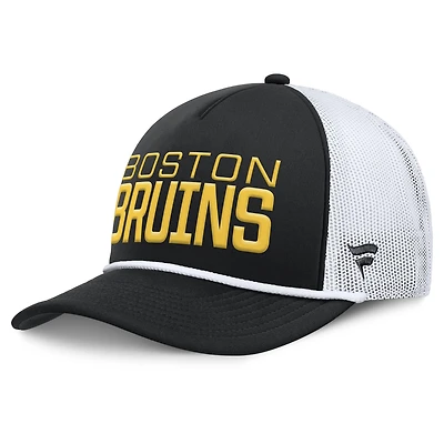 Casquette ajustable en mousse noire pour homme des Bruins de Boston, style camionneur, motif Heritage Dutch, avec cadre en A