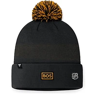 Bonnet en tricot à revers NHL Draft 2024 Fanatics noir des Bruins de Boston pour hommes avec pompon