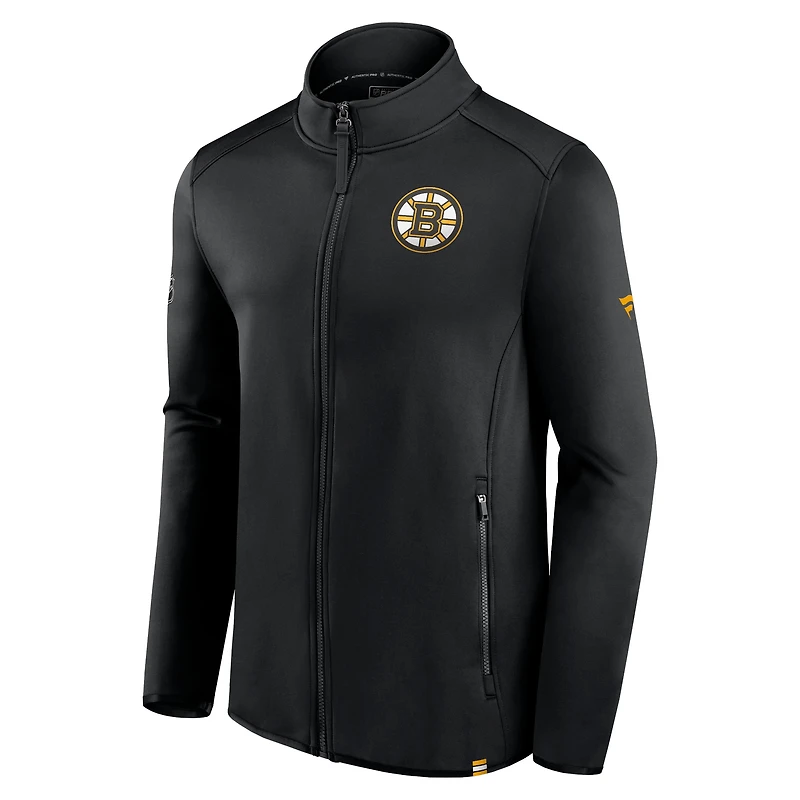 Veste entièrement zippée Fanatics noire Boston Bruins Authentic Pro pour hommes