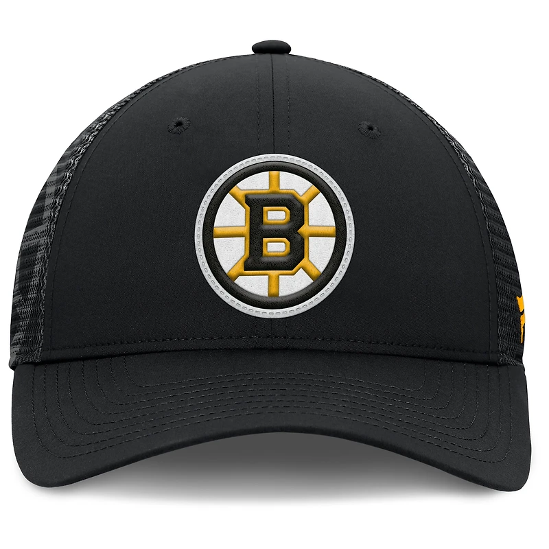 Men's Fanatics Black Boston Bruins Authentic Pro Home Ice Trucker Adjustable Hat